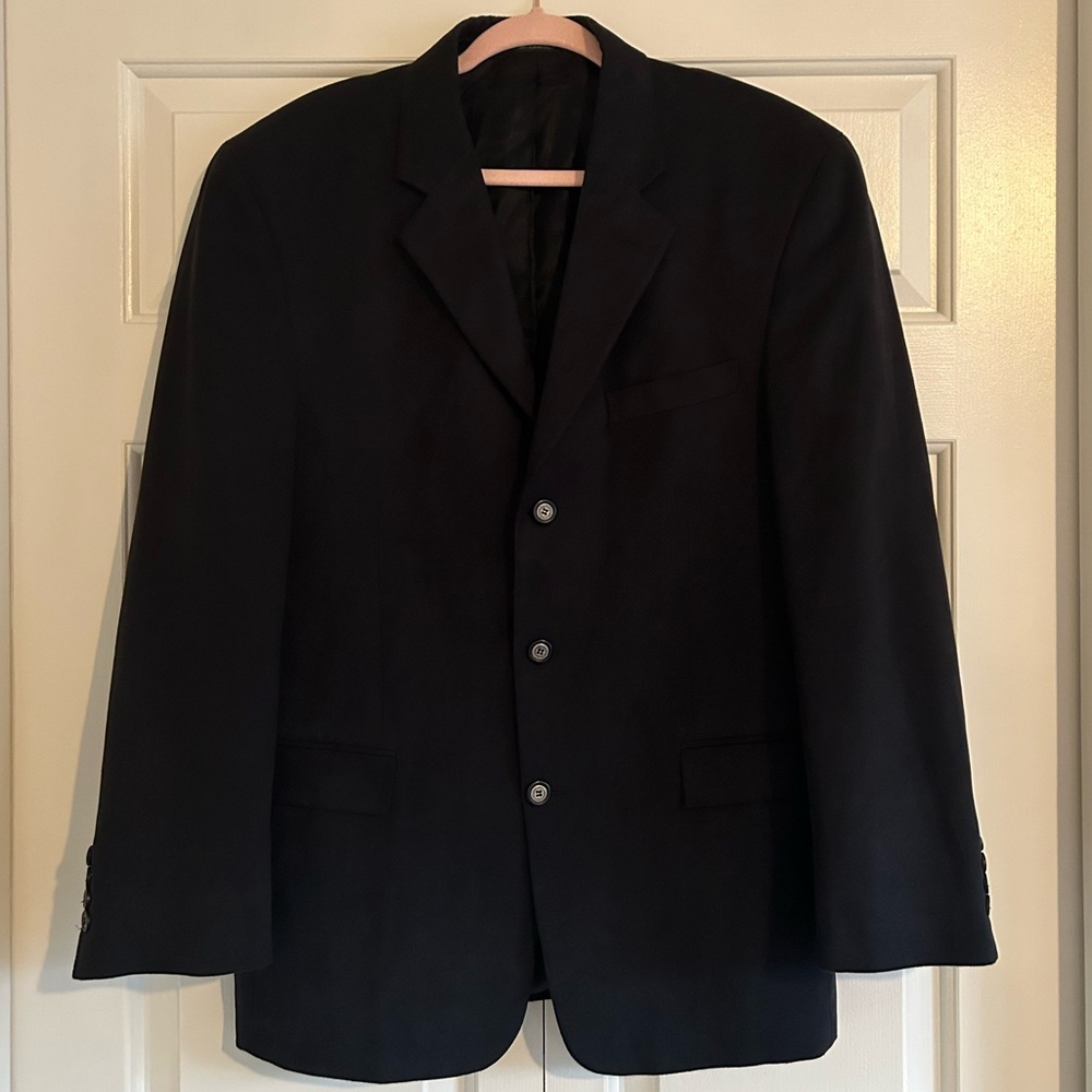 Andrew Fezza Fusion Black Suede 3-Button Blazer Sports Coat, Size 40R
